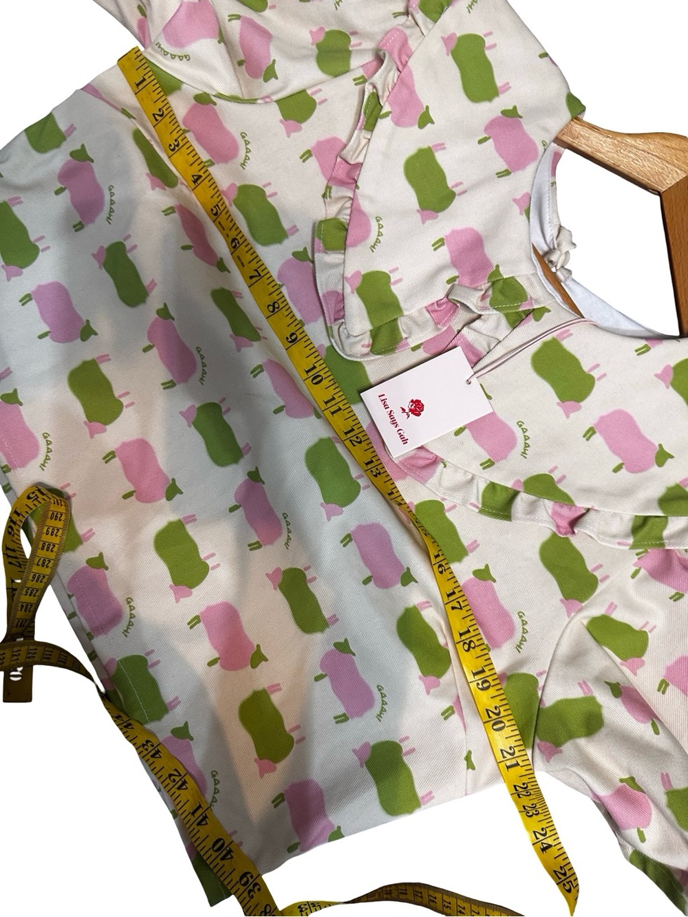 NWT Lisa Says Gah Sheep Print Short Sleeve Shirt 2XL Peter Pan Collar Pink Green - Picture 16 of 16